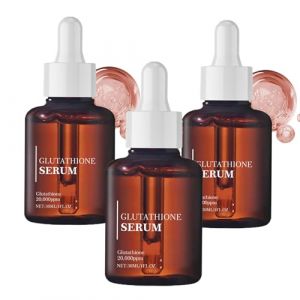 Sérum au glutathion avec 20 000 ppm de glutathion, améliore l'élasticité de la peau, hydrate en profondeur, atténue le teint terne et les rides, illumine et anti-âge. (3pcs) (henanluoyi, neuf)