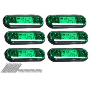 VEQENMOT Feux de gabarit lat&eacute;raux Verts &agrave; 3 LED, 12 V-24 V, Clignotants universels Avant et arri&egrave;re, Feux de Position pour Camion, Camping-Car, Caravane (Lot de 6) (Aototeck US, neuf)
