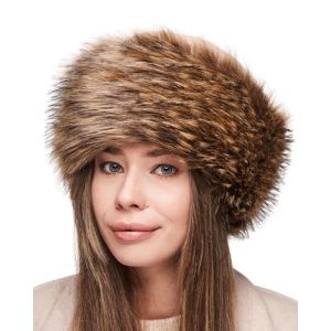 Futrzane Classic Toque - Chapeau Russe pour Femme - Bonnet Polaire en Fourrure (XS, Beige - Bronze Classic) (Futrzane EU, neuf)