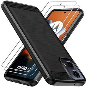 ivoler Coque Silicone pour Motorola Moto G34 5G avec 2 Pièces Verre Trempé, [Protection Antichoc Militaire] Étui de Protection, Mince Souple TPU Anti-Rayures Dos Bumper Housse, Noir (AYRmall-AMFR, neuf)
