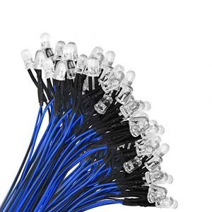 YIXISI 50 Pièces 12V Diodes LED Pre-Wired Round Top Ampoule Lampe, 5mm Diode Ampoule pour Bricolage Voiture Jouets de Bateaux Parties, Bleu (YXS-DE, neuf)
