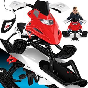 KESSER&reg; Luge dirigeable avec 2 Freins &agrave; Pied | C&acirc;ble de Traction Automatique | Suspension | Direction sur Patins | Bob Luge pour Enfants Luge | Luge dirigeable de skibob, Rouge (WMK Trading GmbH, neuf)