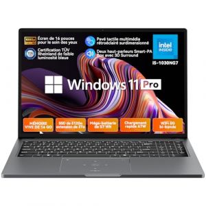 Blackview Ordinateur Portable Acebook 12 Intel Core i5-1030NG7, 16.1" FHD, 16Go RAM +512Go ROM SSD/2TB (fino a 3.5Ghz) Win 11 Pro PC Portable, WIFI6, USB 3.0×2, HDMI 2.0, Clavier QWERTY, TypeC Laptop (BRIEDEDay777, neuf)