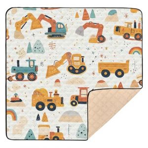 Tapis de jeu léger et épais avec motif camion de chantier pour enfants, tapis de jeu pour bébés, enfants, tout-petits, nourrissons, 127 x 127 cm (HongChun, neuf)