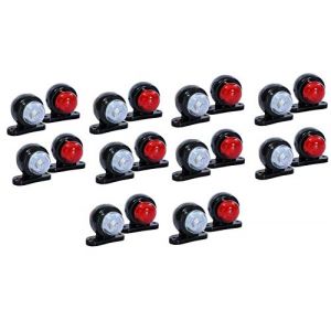JJ 20x 12V 24V Rouge Blanc Petit LED Feux De Gabarit pour Camion Caravane Remorque Semi-Remorque Tracteur (JJ AUTOBITS, neuf)