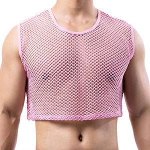 YUFEIDA D&eacute;bardeur en r&eacute;sille pour Hommes Mesh Chemise de Sport Respirante Sexy Nouveaut&eacute; Undershirts pour Hommes (YFD, neuf)
