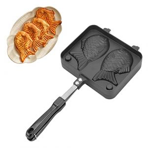 Taiyaki Poêle à Gaufres, Poêle à Crêpes Japonaises en Forme de Poisson Taiyaki Antiadhésive Double Face Moule à Dessert en Aluminium Ustensiles de Cuisson en Forme de Poisson Moule à mini gaufres (Bvllting, neuf)