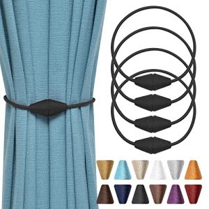 Pretty Jolly Lot de 4 embrasses de rideaux magn&eacute;tiques am&eacute;lior&eacute;es faites &agrave; la main en corde tiss&eacute;e - Embrasses d&eacute;coratives pratiques en forme de c&ocirc;ne pour rideaux et tentures de fen&ecirc;tres de maison et (PrettyJolly, neuf)