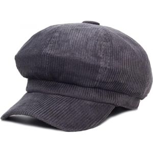 YANROSE Chapeau en Velours c&ocirc;tel&eacute; Femmes Chapeaux de Gavroche en Velours c&ocirc;tel&eacute; avec Bord Casquette de Gavroche Vintage des ann&eacute;es 90 Preppy Chapeaux (Color : Gray) (妙克斯商贸, neuf)