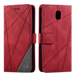 SONWO Coque pour Galaxy J5 2017, Etui en Cuir PU Portefeuille Housse Fermeture Magnétique und Flip pour Samsung Galaxy J5 2017, avec Fermeture Magnétique, Rouge (SONWO EU STORE, neuf)