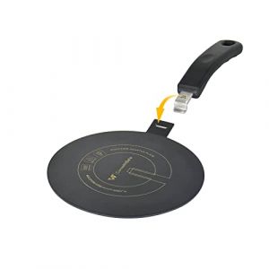Adaptateur Induction 20 cm avec Poignée Amovible Isolante - Ne CHANGE PAS de Couleur après utilisation -Plaque Diffuseur de Chaleur avec Revêtement Haute Température Noir - Disque Relais Induction/gaz (KT&ch Store, neuf)