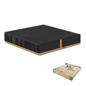 VANSHEIM Bache Bac a Sable 125x125x20cm &Eacute;tanche Bac &agrave; Sable Bache pour Bac a Sable Housse de Bac &agrave; Sable avec Cordon de Serrage et &Eacute;lastiques Couvercle Bac &agrave; Sable Anti-UV 420D Tissu Oxford (MZLEU, neuf)