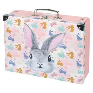 Baagl Valise pour enfants pour jouets et fournitures scolaires, mallette en carton, mallette jouet, mallette pliable, étui pliable avec poignée en métal, Lapin (PRESCO GROUP A.S., neuf)
