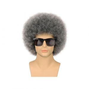 Hair Toppers Femme Perruques synthétiques afro rock des années 70 en 4 couleurs - Cheveux synthétiques bouclés, design élégant, parfait for le cosplay d'Halloween for hommes/femmes(Silver grey) (xiaoxiwenuk, neuf)