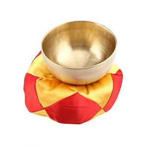 Naroote Bol Tibetain, Bol Chantant Tibetain, Ensemble de Bols chantants en Laiton tibétain de 3,5" avec maillet et Oreiller Soie Bol Tibétain Chantant Gong Tibetain pour Relaxation Mentale/Yoga (sunborui-EU, neuf)