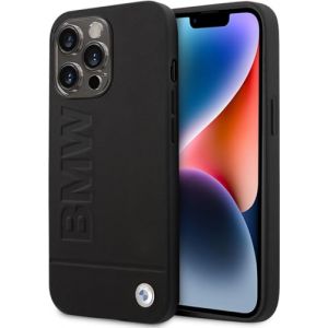 &Eacute;tui BMW BMHCP14LSLLBK pour iPhone 14 Pro 6,1" Noir/Noir Tampon en cuir (huellenwelt, neuf)