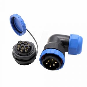 HangTon TY28 Connecteur d'alimentation électrique à 3 broches 45 A, prise femelle à montage sur panneau et prise mâle coudée à 90 degrés, sans soudure, étanche, déconnexion rapide pour automobile (Hangton Connect, neuf)