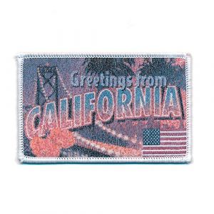 Écusson thermocollant 72 x 45 mm California Retro Nostalgie USA 0749 A (hegibaer, neuf)