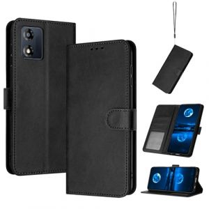 QiongniAN Coque en Cuir Compatible avec Motorola Moto E13,Compatible avec Motorola Moto E13 XT2345-1 XT2345-2 XT2345-3 XT2345-4 &Eacute;tui pour t&eacute;l&eacute;phone &agrave; clapet Coque Black (QiongniAn, neuf)