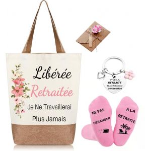 jenich Cadeau Retraite Sac Retrait&eacute;e Tote Bag Retraite Porte Cl&eacute; Retraite Chaussette Retraite Cadeau Id&eacute;e pour Femme Fin d'Ann&eacute;e No&euml;l (Niya Shop, neuf)