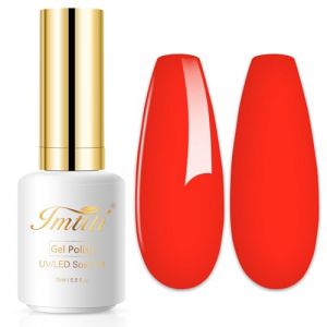 Imtiti Vernis Semi Permanent Rouge, 15ml Rouge N&eacute;on Vernis Gel UV Semi Permanent UV Led Soak Off Gel Nail Polish French Vernis &Agrave; Ongles Gels Semi-Permanents DIY Nail Art Kit De D&eacute;marrage (Imtiti Direct, neuf)