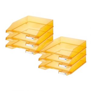 HAN 1026-X-28, Corbeille &agrave; courrier KLASSIK, moderne, &eacute;l&eacute;gante, transparente et de haute brillance. Lot de 6 unit&eacute;s, orange transparent. (Smart Distribution Technologies GmbH, neuf)