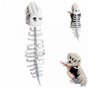 WANWEN Spinosaurus Plush Dino Outfit, Dinosaur Skeleton Plush Costume, 3D Skeleton Design, Halloween Realistic Dinosaur Skeleton Costume Set, Quick-Change, Machine Washable (116CM) (SHJSHOP, neuf)
