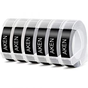 Aken Omega Junior Ruban 9mm Compatible pour Dymo Omega Junior Etiqueteuse (Noir sur Blanc, 9 mm - 6 pièces) (AkenTech, neuf)
