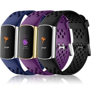 Epova 3 Pack Bracelets Compatibles avec Bracelet Fitbit Charge 5/ Fitbit Charge 6, Bracelets de Sport Souples Remplacement Ajustables et Respirants pour Charge 5/Charge 6 (Epova, neuf)