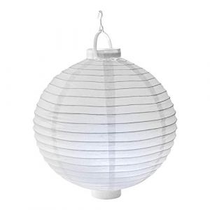 Lampion Led Blanc 30cm - Lampion Papier Blanc avec Led Intégrée - Lanterne Lumineuse pour Décoration Mariage, Anniversaire, Fêtes (Rubee Company, neuf)