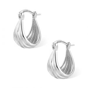 ASH'S CHOICE Boucles d'Oreilles Cr&eacute;oles en Argent 925 pour Femmes - Petites Cr&eacute;oles Ovales Larges (Ash's Choice, neuf)