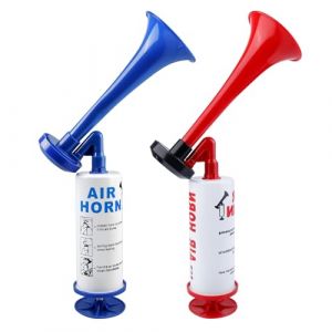 Vegena 2 Pièces Klaxon à Air Comprimé, Trompette Klaxon à Air, Klaxon à Main Pompe à Air en Métal, Corne de Brume Manuelle, Trompe de Stade Mégaphones pour Bateau, Voiture, Les événements Sportifs (REACHING STAR UK, neuf)