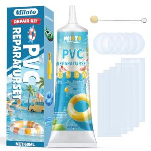 Miioto Colle PVC Piscine Gonflable, Rustine Matelas Gonflable, Kit Réparation Piscine sous l'eau, Convient pour Sports Nautiques, Tente, Anneau de Natation, Matelas Pneumatiques, 60ml (Vokyshop, neuf)