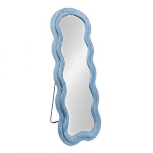 Baroni Home Miroir sur Pied ou Miroir Mural, Miroir avec Cadre Ondulé Rembourré et Revêtement en Velours, Salon, Chambre à Coucher, Couloir, 160x60 cm, Velours Pétrole (Baroni Home, neuf)