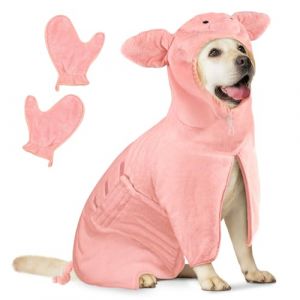 Bibykivn Peignoir pour Chien en Microfibre, Serviette pour Chien Super Absorbante, Lavable Serviette pour Animaux Peignoir de Bain, Réglable Peignoir pour Douche Natation (Porcin, L) (Bibykivn, neuf)