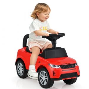 COSTWAY Porteur Enfant avec Volant & Klaxon & Son de Moteur, Voiture à Pousser Enfant avec Coffre sous Siège, Dispositif Anti-retournement, Charge 25kg pour Garçons et Filles de 12-36 Mois (Rouge) (FDS GmbH, neuf)