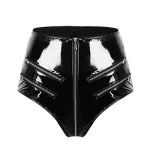 Ensemble sous Vetements Feminins Bas Sexy Cuir PVC Haute Brillance Sexy Open File Shaping Zipper Short Taille Haute Sexy Robe Sexy Femme Coquine Hot Pute éRotique Lingerie Sexy Femme (Black, L) (Xmeikeqe, neuf)