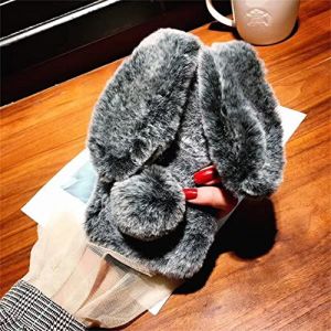 Emlivi Coque de protection compatible avec iPhone 15 Pro Max, peluche en silicone souple, doux hiver, chaud, r&eacute;sistant aux chocs, motif lapin mignon pour iPhone 15 Pro Max, lapin gris (Emlivi, neuf)