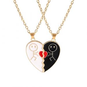 2PCS Collier Couple, Bijoux Collier Pendentif Puzzle Coeur, Collier Couple Pendentif Femme Homme, Separable Detachable Acier Inoxydable Amoureux Couple (LLMX, neuf)