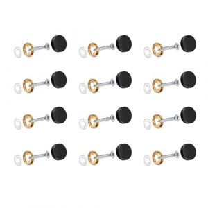 Wopanxye Lot de 12 vis de miroir avec capuchon d&eacute;coratif chrom&eacute;, clous de miroir plaqu&eacute;s zinc de 10 mm avec rondelles en caoutchouc pour raccords de meubles, plaques de bain, tables, armoires, verre (Wodash, neuf)