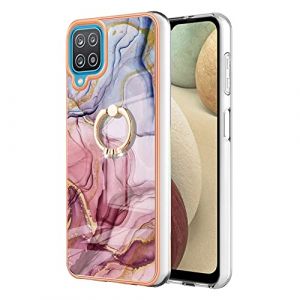 Marbre Coque Silicone Doux pour Samsung Galaxy A12 Housse Flexible TPU Back Cover Etui Caoutchouc Gel Cas Ultra Mince Rose Electroplate Frame Bumper Cristal de protection pour Samsung Galaxy A12 (Bolong, neuf)