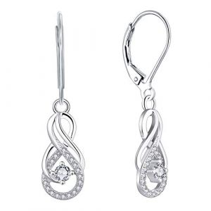 Starnny Boucle d'oreille Femme Argent 925/1000,Boucle d'oreille infini pendantes avec pierre de naissance en Zircone cubique 3A pour Femme (Boormanie Jewellery, neuf)