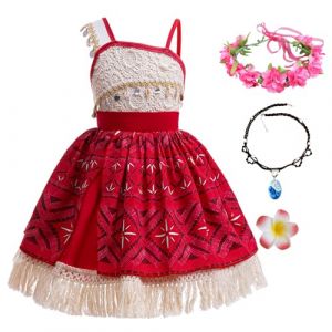 New front Deguisement Princesse Vaiana Enfants avec Accessoires Cosplay Vaiana Carnaval Enfant Costume d'aventure Vaiana pour Anniversaire Dress up Halloween Noël Carnaval Fête Fancy Robe，140 (New Front, neuf)