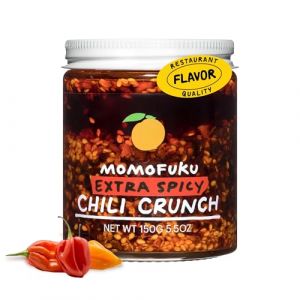 Momofuku Extra Spicy Chili Crunch par David Chang, (150 g) Huile &agrave; l'ail croquant et aux &eacute;chalotes, croustillant pour la cuisson comme sauce ou garniture (SPEEDY FUN, neuf)