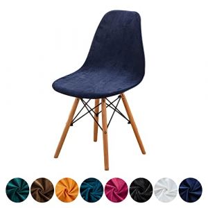FANSU Housse de Chaise Scandinave Extensible Velours Luxe Housse de Chaise de Salle à Manger Lavable Couverture de Chaise Incurvée Recouvre Chaise pour Maison Cuisine (Bleu Marin,4 pièces) (JINBO, neuf)