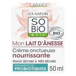 Crème Visage Nourrissante Texture Onctueuse Peaux Sèches à Très Sèches Mon Lait d'Ânesse Bio SO BIO ETIC - le pot de 50 mL Lot De 2 - Par Lot (Marché Parisien, neuf)