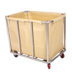 400 L Chariot &agrave; Linge Commercial Maison,Grand usage Acier inoxydable intensif Panier &agrave; Linge avec roulettes,pour le stockage de blanchisserie/&eacute;cole/h&ocirc;tel/&eacute;picerie (Jaune Clair-400 L) (Narapain, neuf)