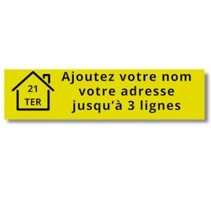 Plaque Bo&icirc;te aux Lettres Personnalis&eacute;e Adh&eacute;sive - Nom Grav&eacute; PVC R&eacute;sistant - 10x2.5cm Gris Alu M&eacute;tallis&eacute; - 1 &agrave; 3 Lignes pour Maison Num&eacute;ro Rue (Jaune/Noir) (Univerdeal, neuf)