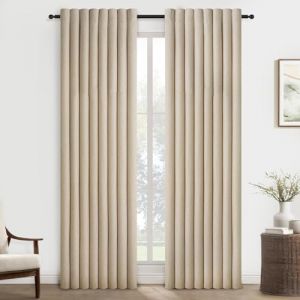 Topfinel 1PC Rideau Salon 300x240cm Faux Rideaux Voilage en Lin Filtrer la Lumi&egrave;re avec Oeillets, Rideau Voilages D&eacute;corative Voile de Fen&ecirc;tre Draperie Int&eacute;rieur Elegant Vintage pour Chambre Brun Lin (NoledarEU, neuf)