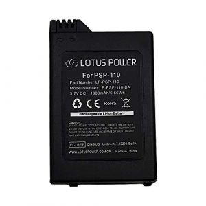 LOTUS POWER Batterie PSP 110 3,7V 1800mAh Haute Capacité, Batterie PSP-110 Remplacement PSP110 pour Playstation Portable PSP-1004 PSP-1000 PSP-1000K PSP-1000G1 PSP-1000G1CW PSP-1000KCW (LOTUS POWER-EU, neuf)